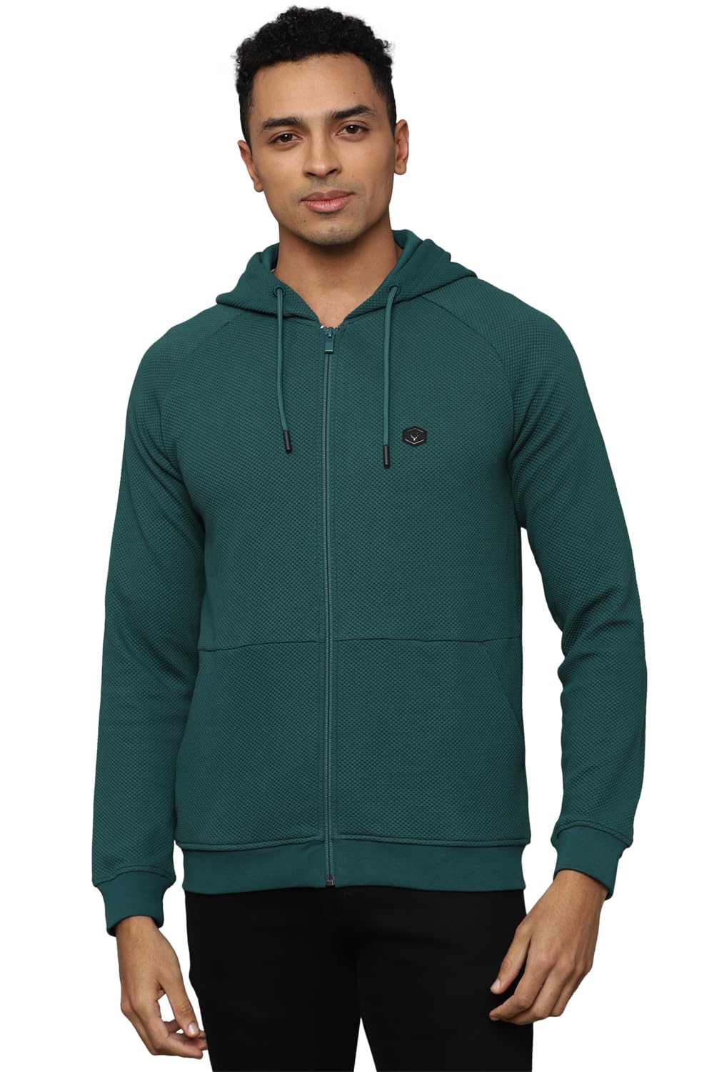 Allen Solly Men Regular Fit Solid Casual Full Sleeve Hooded Hoodie