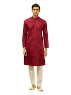 Manyavar MenS Maroon Cotton Checks Kurta Pyjama Set