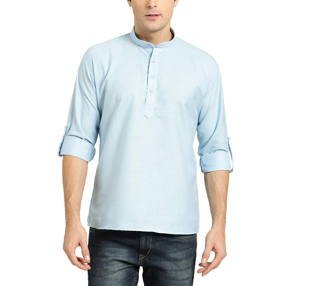 Sojanya (Since 1958, MenS Cotton Blue Short Kurta, Size: 40