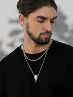 FaithHeart Viking Raven Skull Necklace for Men Stainless Steel Punk Crow Head Pendant Gothic Jewelry Halloween Accessories