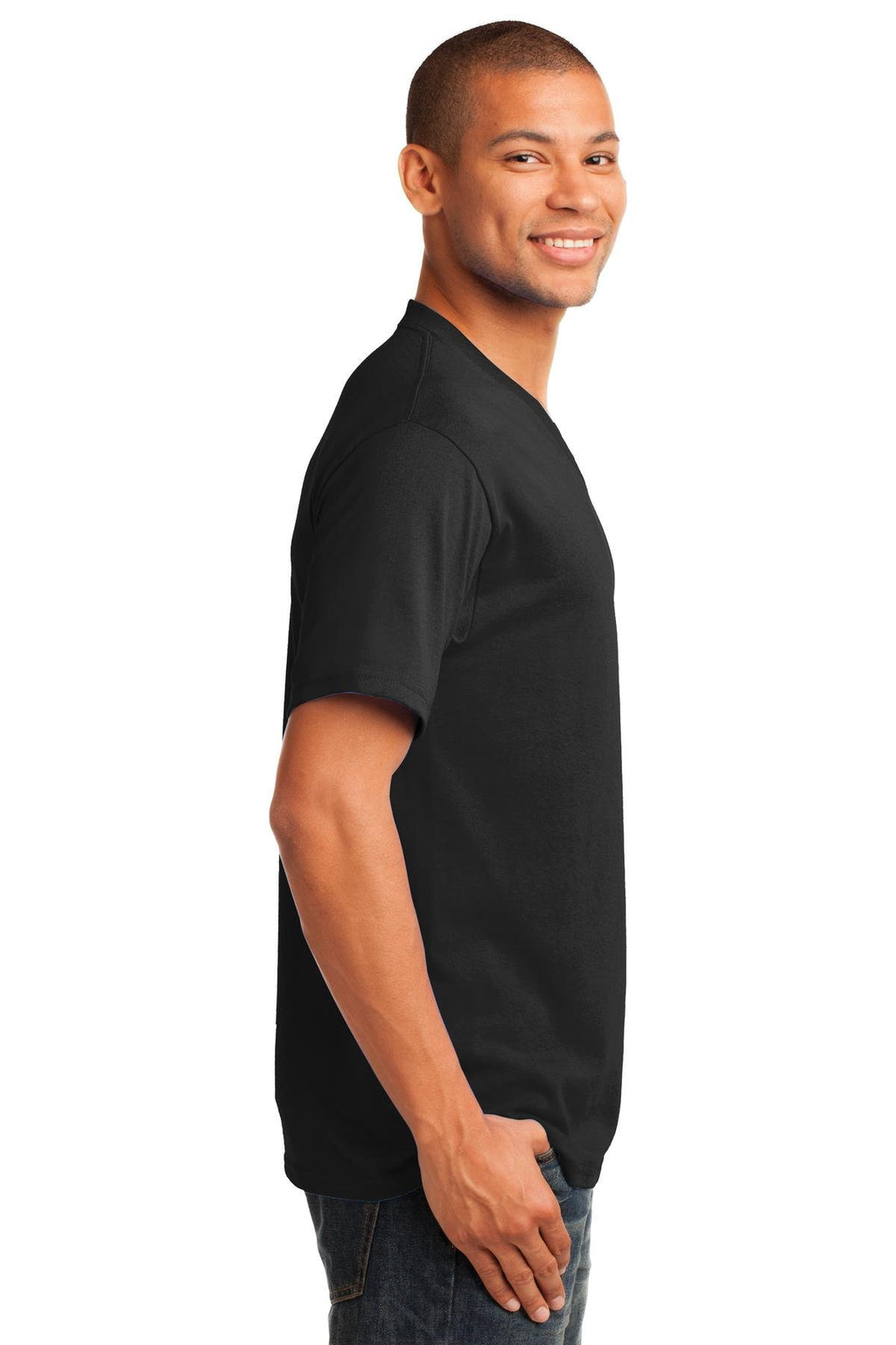 Port & Company Core Cotton V-Neck Tee. PC54V Jet Black