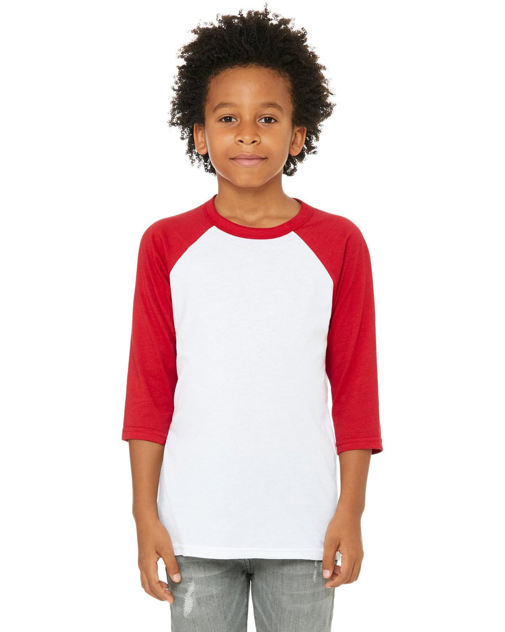 Youth 34-Sleeve Baseball T-Shirt - WHITE BLAcK - M(D0102H7KXMP)