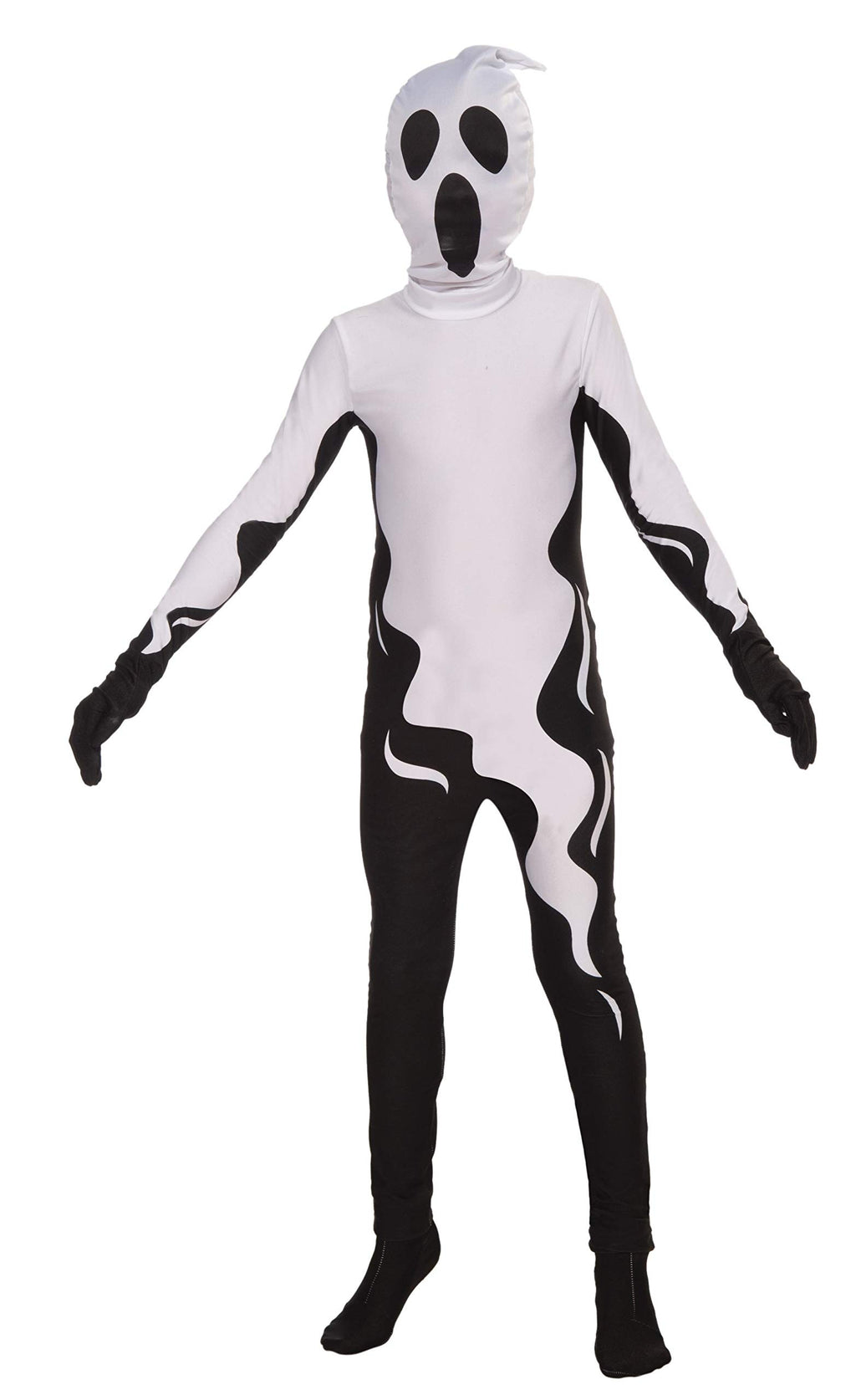 Forum Novelties Women's Teen Disappearing Man Patterned Stretch Body Suit Costume Floating Ghost, Black/White, Small/Medium