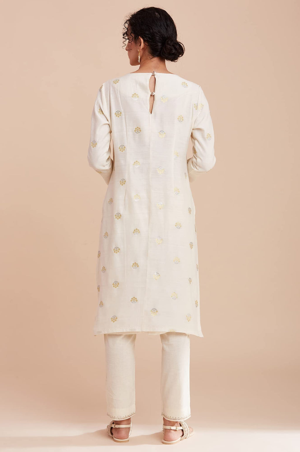 W For Woman Women Round Neck Kurta Y/D 42 L 3/4Th Slv