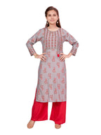 Aarika Girls Grey Color Floral Kurti (Kurti-K-634-Grey-40)