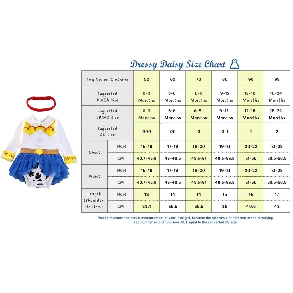 Dressy Daisy Baby Girls Cowgirls Princess Onesie Costume Romper Bodysuit Halloween Birthday Dress Up with Headband Size 3-6 Mont