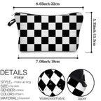 Deanfun Cosmetic Bag for Women, Black White Lattice Waterproof Makeup Bags Roomy Toiletry Pouch Travel Accessories Gifts (51782)