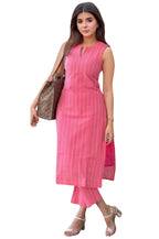 ANNI DESIGNER Women s Rayon Viscose Print Straight Kurta with Pants, Pink, Medium