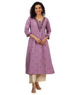 Libas WomenS Cotton Blend Woven Design Straight Kurtas (98223Oc Lavender
