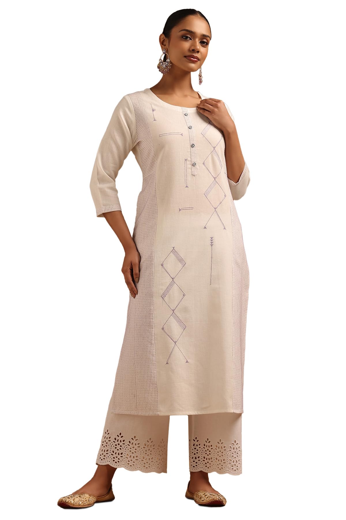 Soch Women Pure Cotton Geometric Embroidered Kurta