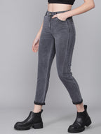 Kotty WomenS High Rise Cotton Lycra Blend Ankle Length Slim Fit Jeans