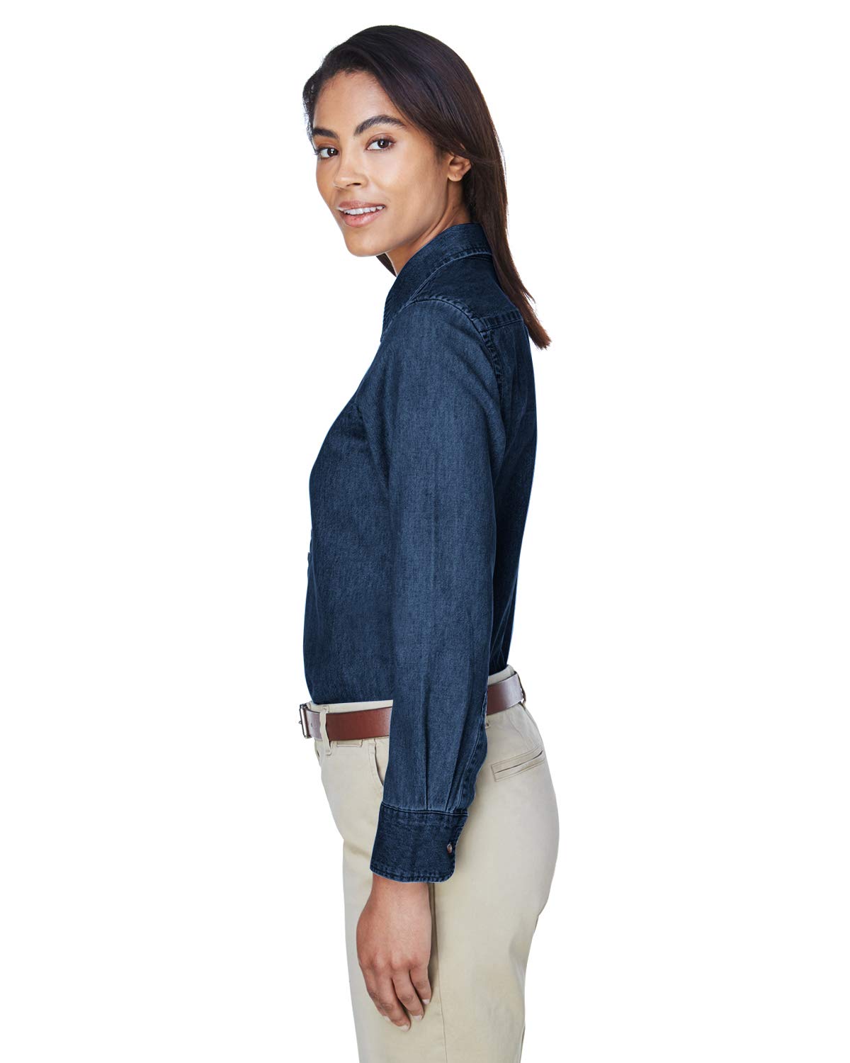 Ladies 65 oz Long-Sleeve Denim Shirt - DARK DENIM - S(D0102H7NVXJ)