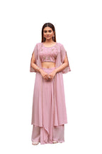 Womanista WomenS Georgette Solid Straight Embroidered Kurta Set (Kurtaset_1385_Pink