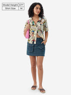 The Souled Store Official Popeye: Comic Punch Women and Girls Short Sleeves Collared Neck Button Front All Over Printed Rayon Su