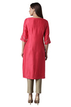 W For Woman Rasberry Red Solid Festive Straight Kurta