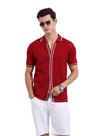 The Indian Garage Co Mens Slim Fit Textured Collar Half Sleeves Polo T-Shirt