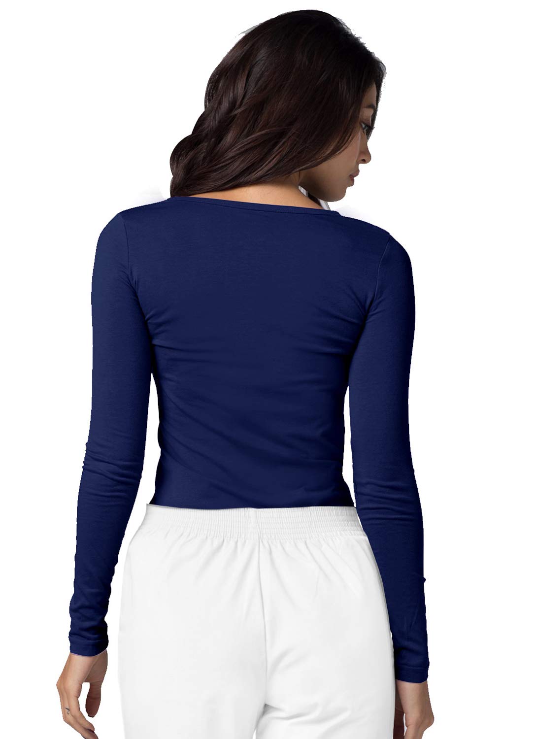 Adar Underscrubs for Women 2 Pack - Long Sleeve Underscrub Comfort Tee - 2902 - Navy - S
