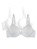 Fruit of the Loom Women's Smooth Cotton T-Shirt Bra-Ultra-Soft, Flexible, and Invisible Under Tees, Heather Grey/White, 36C