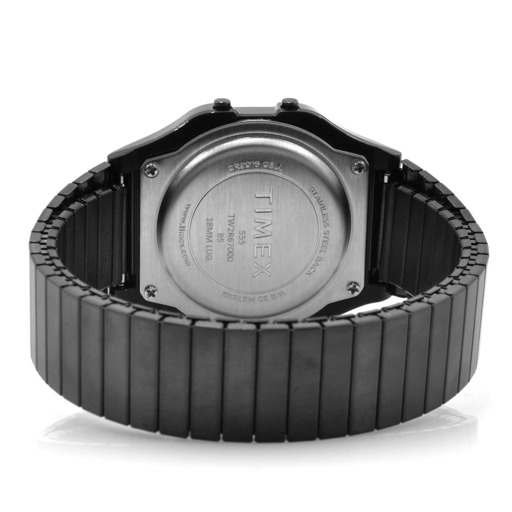 Timex T80 34mm Watch - Black with Stainless Steel Expansion Band