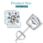 925 Sterling Silver Earrings for Women: Round Cubic Zirconia Screw Back Stud Earrings for Sensitive Ears Hypoallergenic Small Ea
