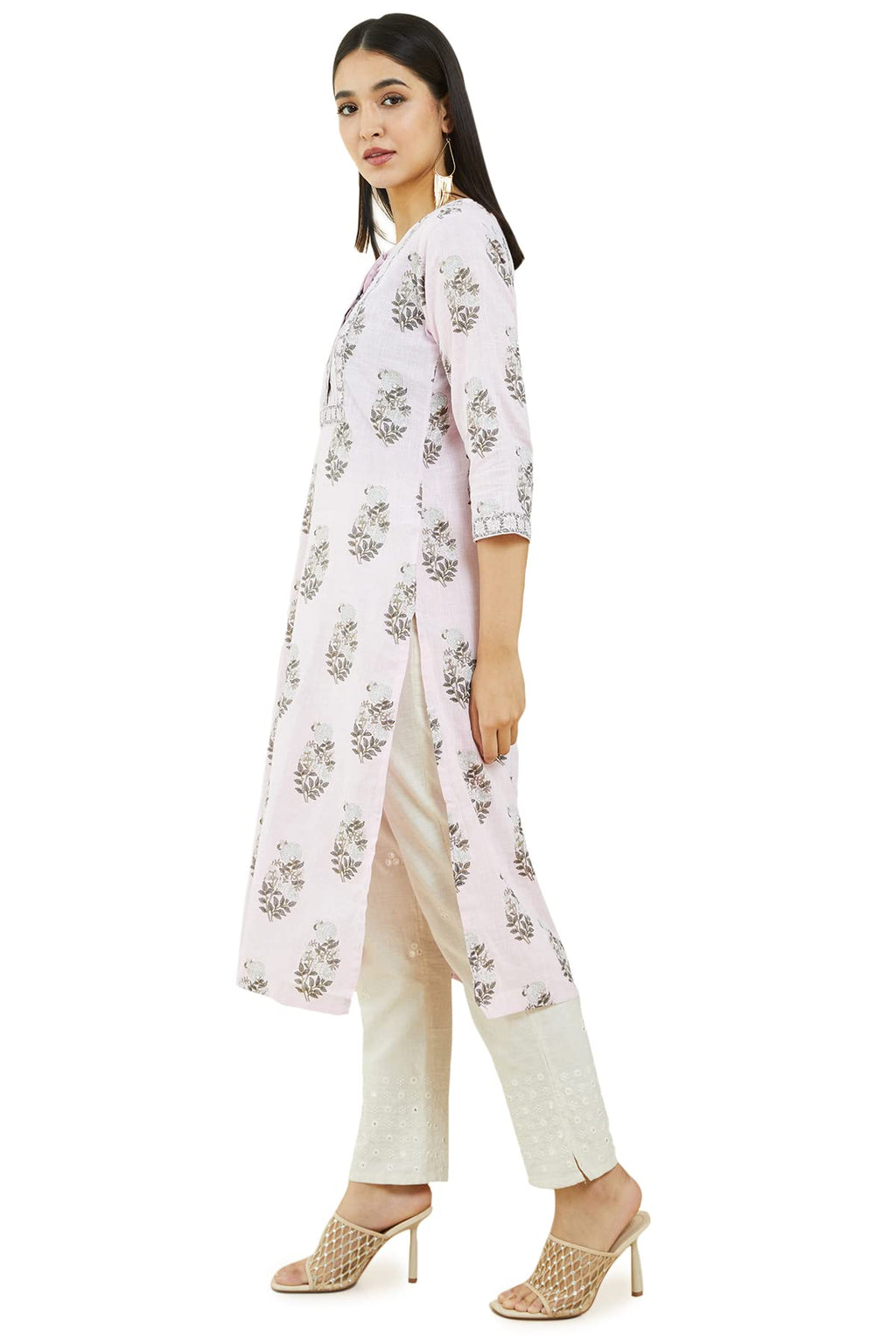 Soch Women Pink Cotton Printed Kurta