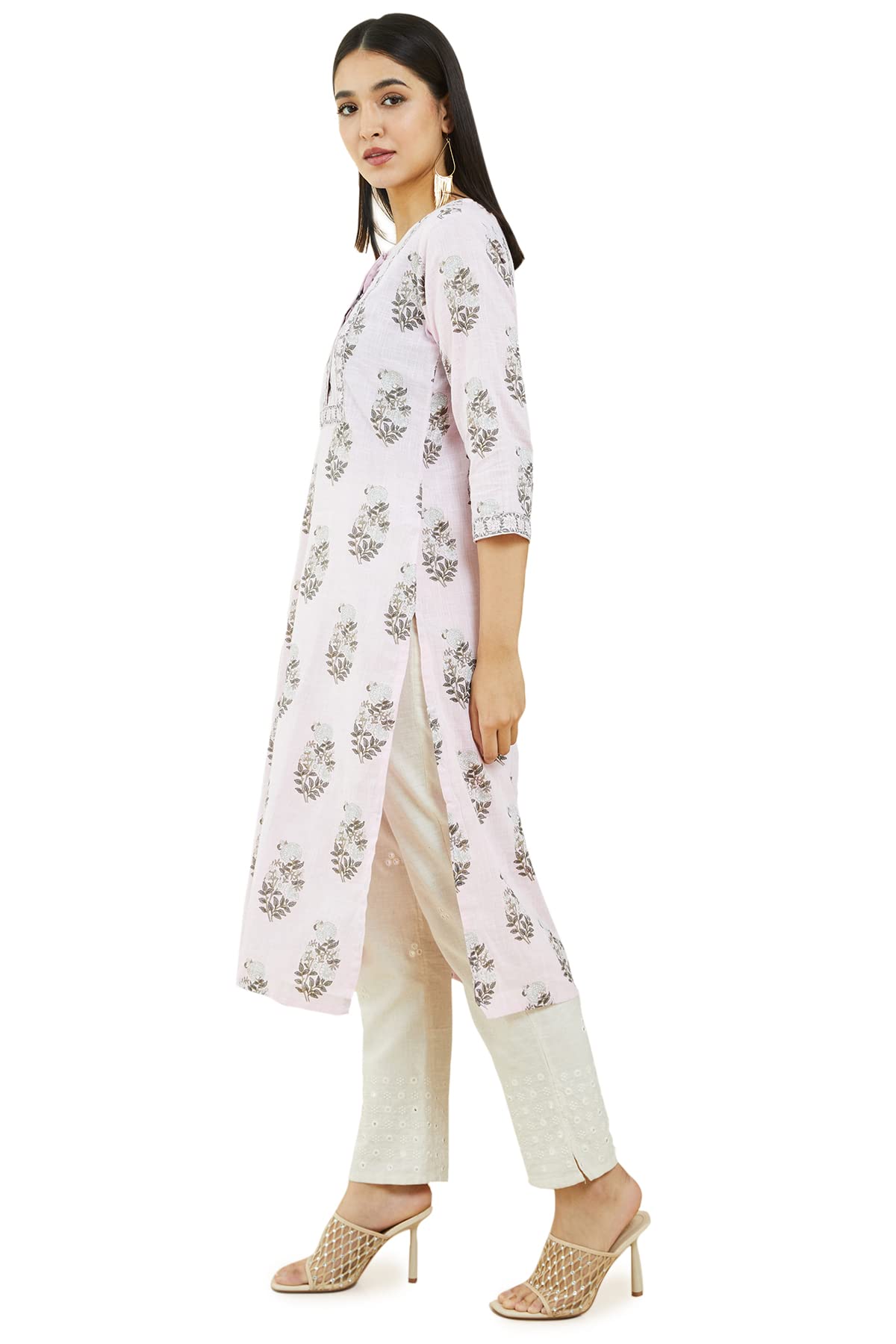 Soch Women Pink Cotton Printed Kurta