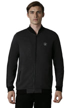 Louis Philippe MenS Cotton Blend Shawl Neck Regular Sweatshirt (Lpstargf667007_Charcoal, Medium
