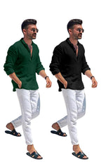 Zartha MenS Regular Fit Solid Pattern Cotton Blend Kurta With Spread Collar Long Sleeve And Standard Length | Shirt For Man