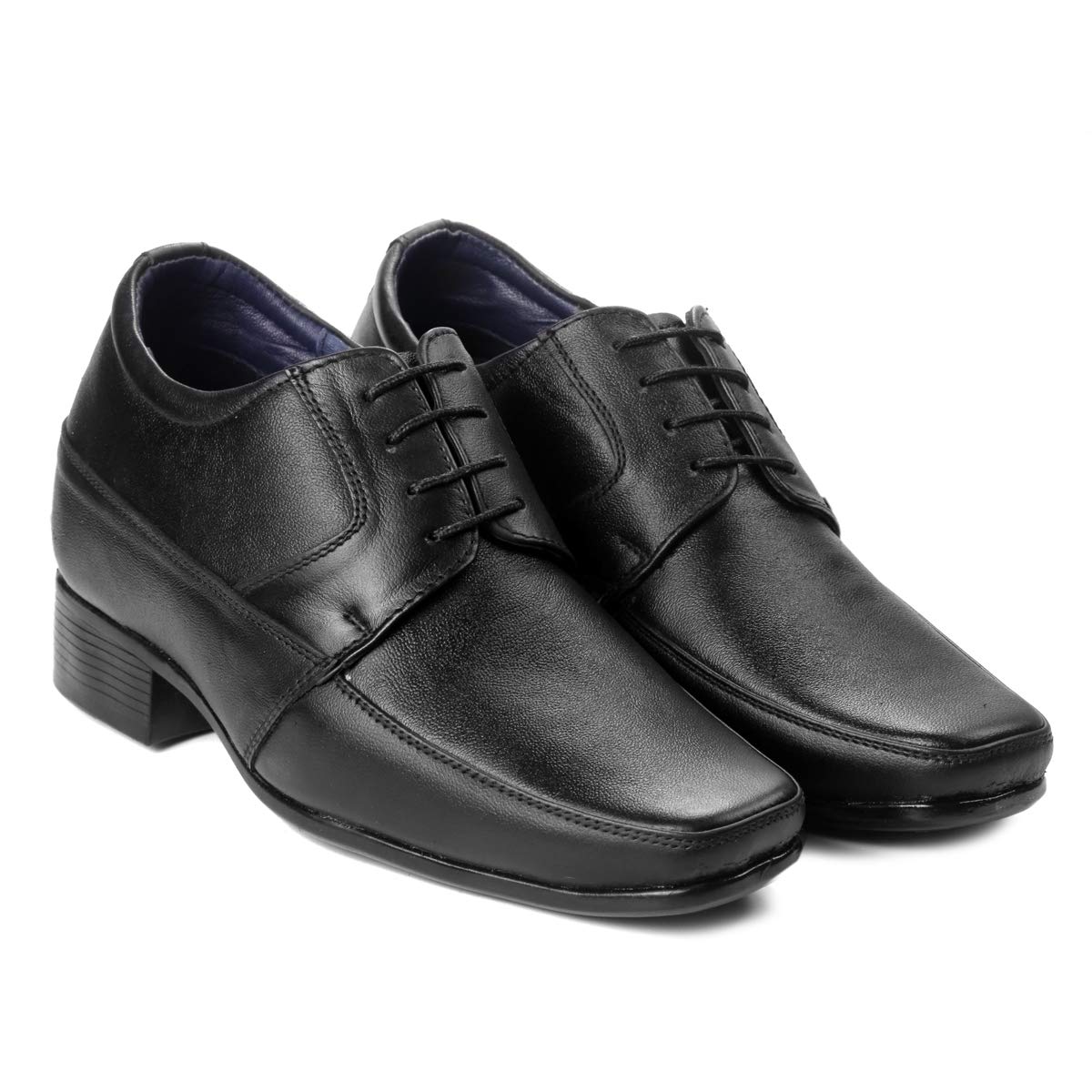 YUVRATO BAXI Mens 3 Inch Hidden Height Elevator Office Wear Derby Faux Leather Black Formal LaceUp Shoe 8