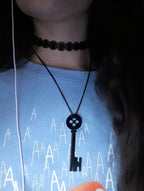 C-ZOFEK Button Key Necklace Dragonfly Hair Clip for Other Mother Halloween Cosplay Prop (Black)