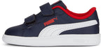 PUMA Kids Smash Hook and Loop Sneaker, Navy White-for All Time Red, 4 US Unisex Toddler