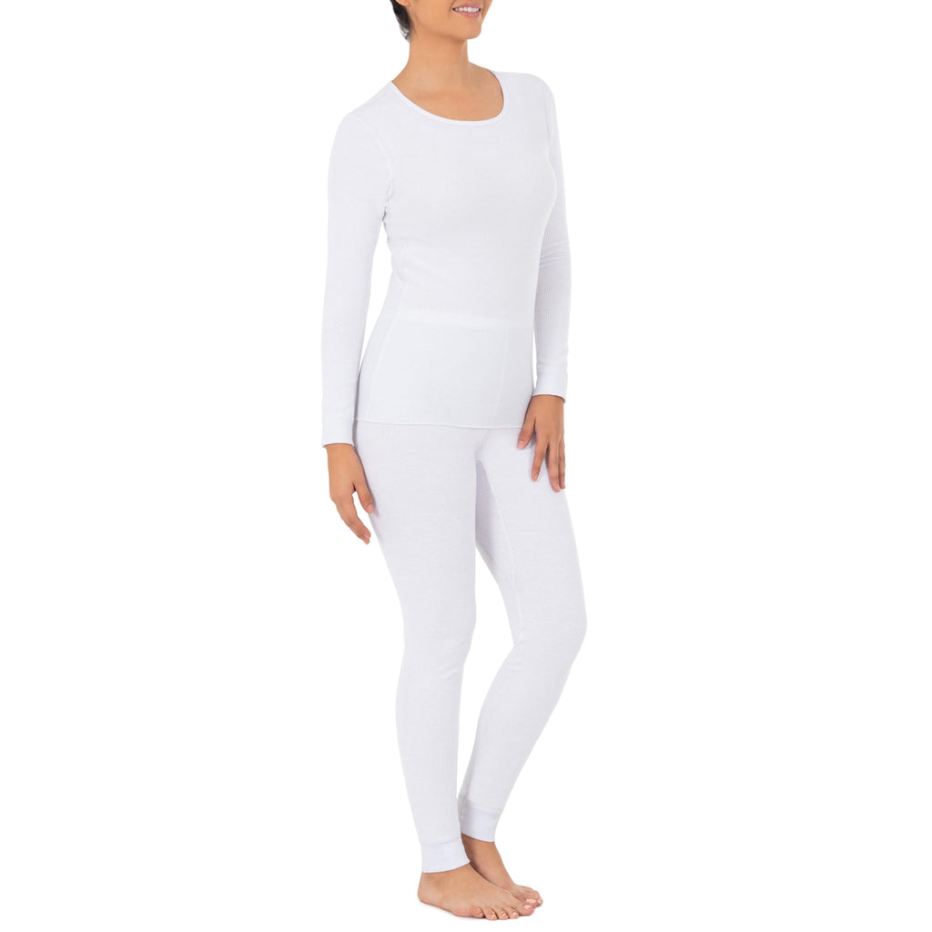 Fruit of the Loom Women's Micro Waffle Premium Thermal Set, White, 2X