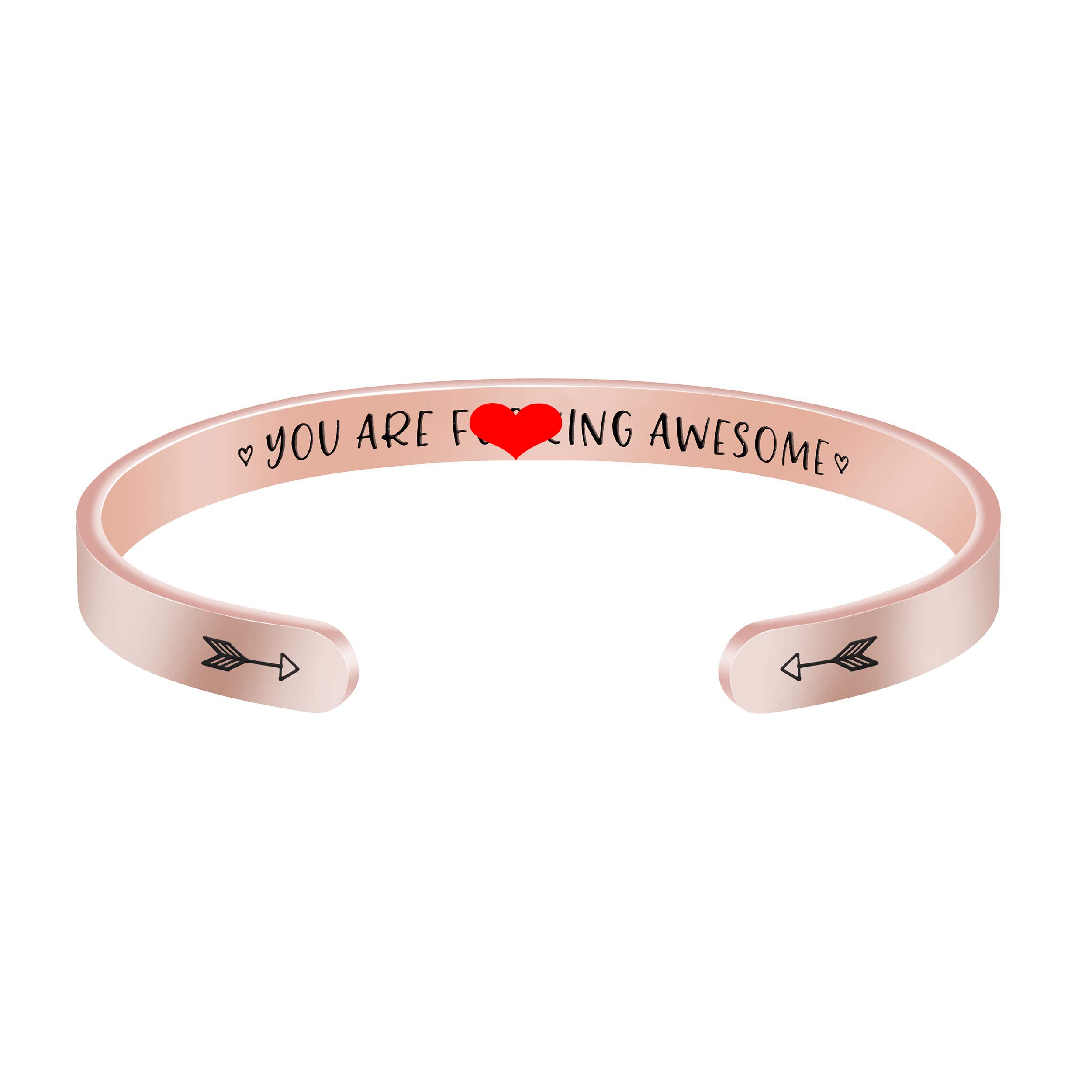 JoycuFF Inspirational Gift for Her Friend Birthday Christmas Gifts Women Cuff Bracelets Encouragement Friendship Jewelry You Are