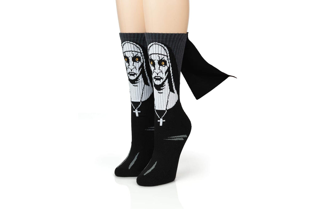 The Nun Athletic Crew Socks - Breathable 3D Printed Dress Socks for Adults & Teens - Unisex Black Tube Novelty Socks Great for H