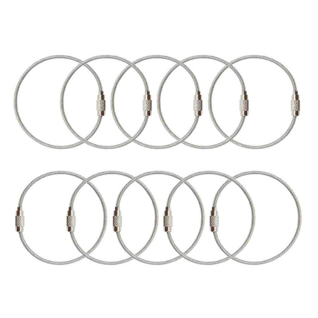 Orrda Wire Keychain Cable Loop | Reusable Stainless Steel Screw Clasp Loops Hanging Extension Cords (10 Pack_15 Cm X 1.5 Cm) 15