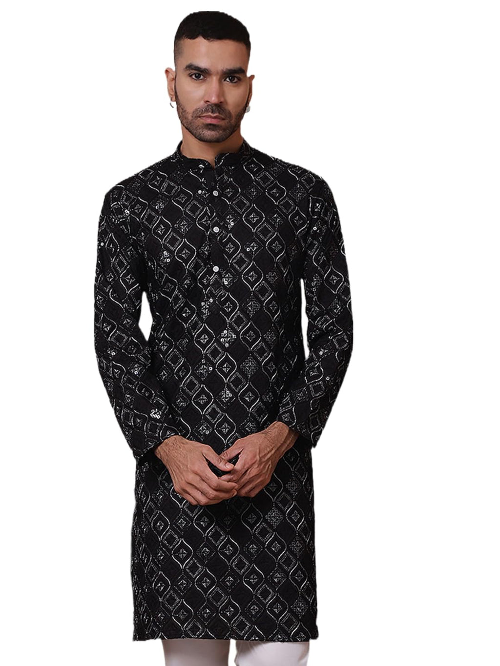 Jompers Mens Sequins And Embroidered Kurta