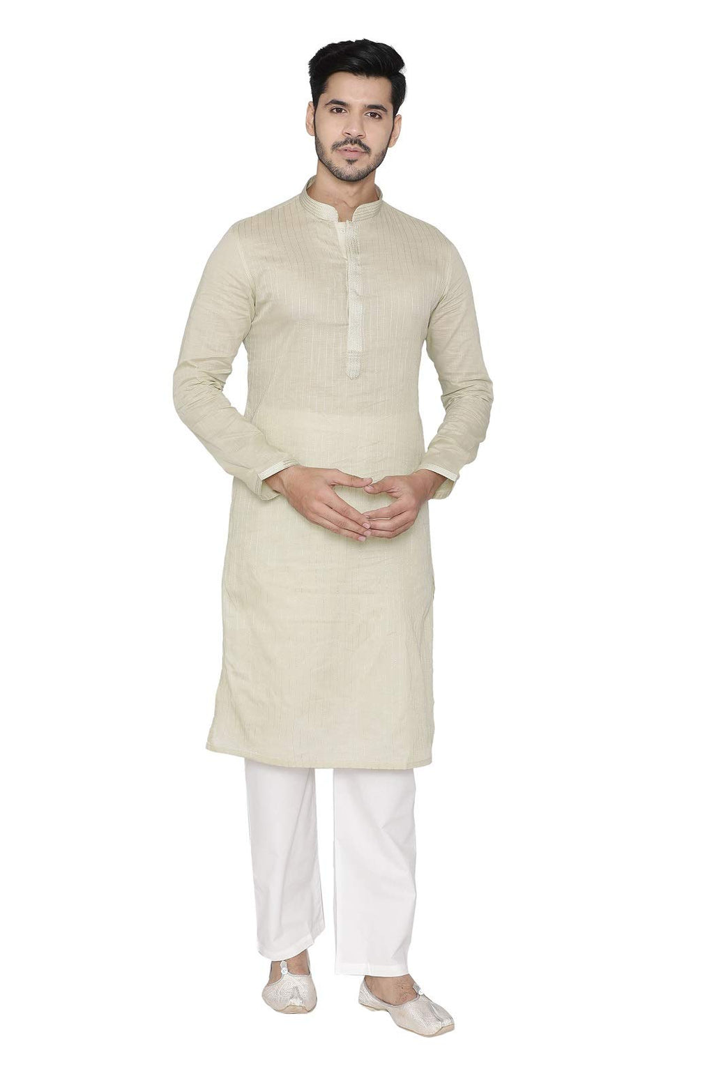 Manyavar MenS Cotton Other Kurta Pyjama (M301113_Green_S)