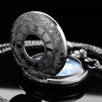 Tiong Roman Numerals Scale Pocket Watch Blue Starry Night Moon Dial Men Pocket Watch with Chain Christmas Graduation Birthday Gi