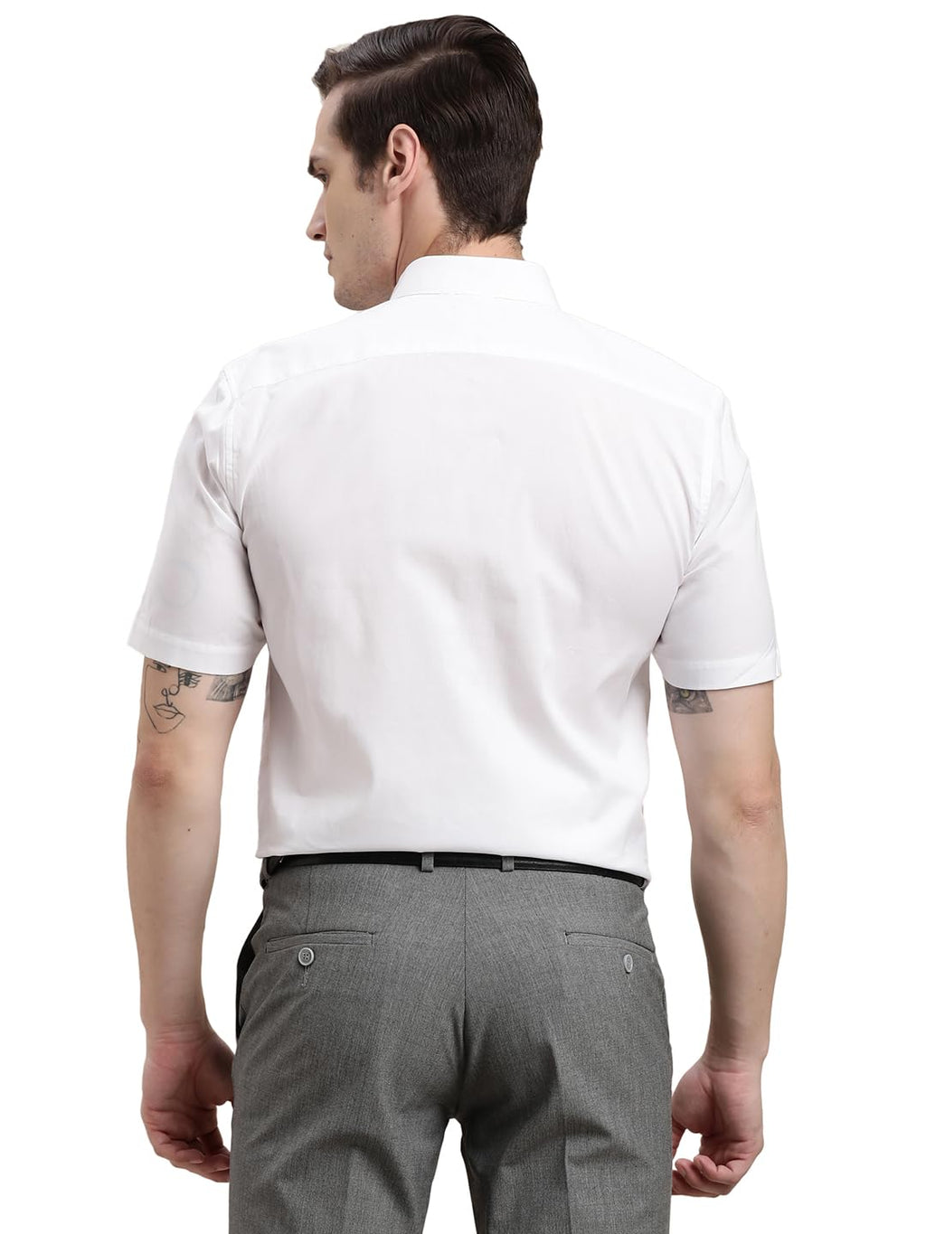 Turtle Men 100% Cotton Regular Fit White Solid Half Sleeve Formal Shirt