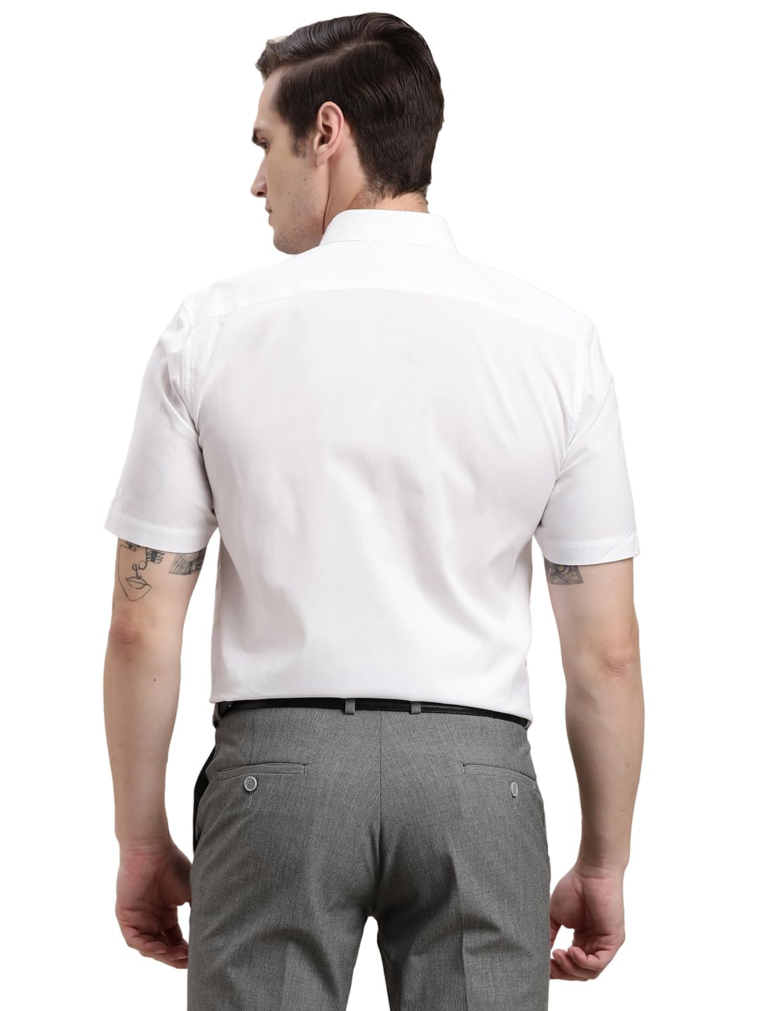 Turtle Men 100% Cotton Regular Fit White Solid Half Sleeve Formal Shirt