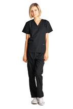 Dagacci Medical Uniform Woman and Man Scrub Set Unisex Medical Scrub Top and Pant, Black, XXL