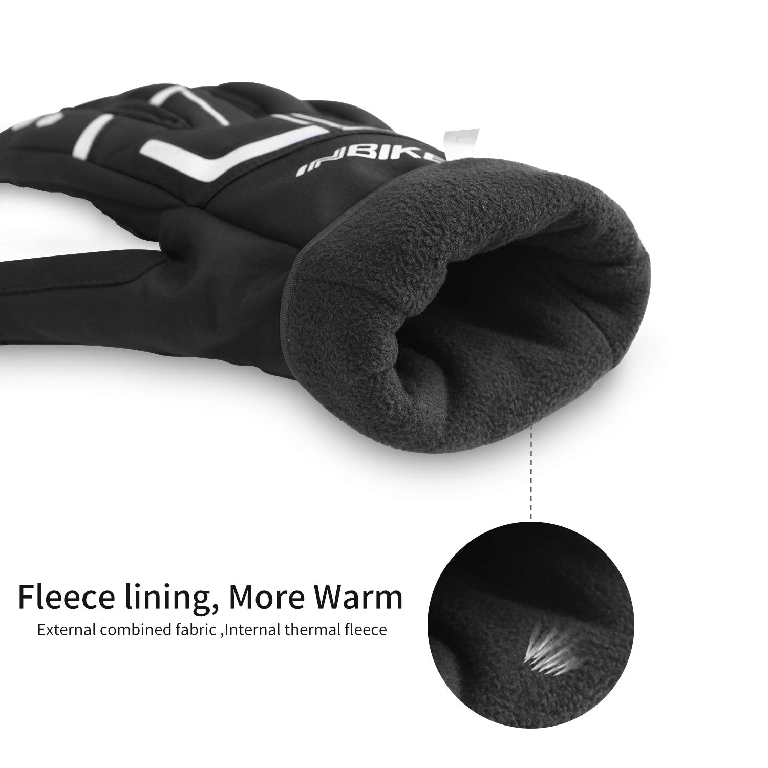 INBIKE Cycling Winter Gloves,for Men Windproof Reflective Thermal Gel Pads Touch Screen MTB Mountain Bike Black Medium