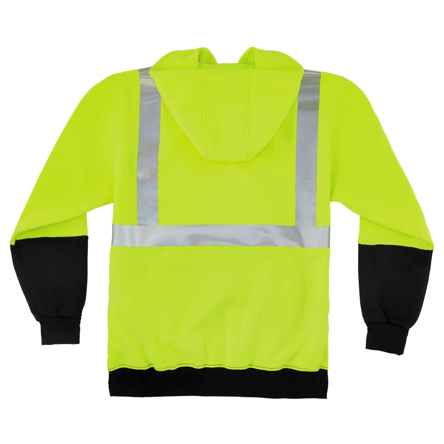 Ergodyne GloWear 8293 ANSI Black Bottom High Visibility Lime Hooded Reflective Sweatshirt, Medium