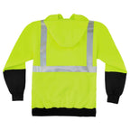 GloWear 8293 Type R Class 2 Front Hooded Sweatshirt - Extra Large (XL) Size Hood Collar - Black, Lime - Polar Fleece