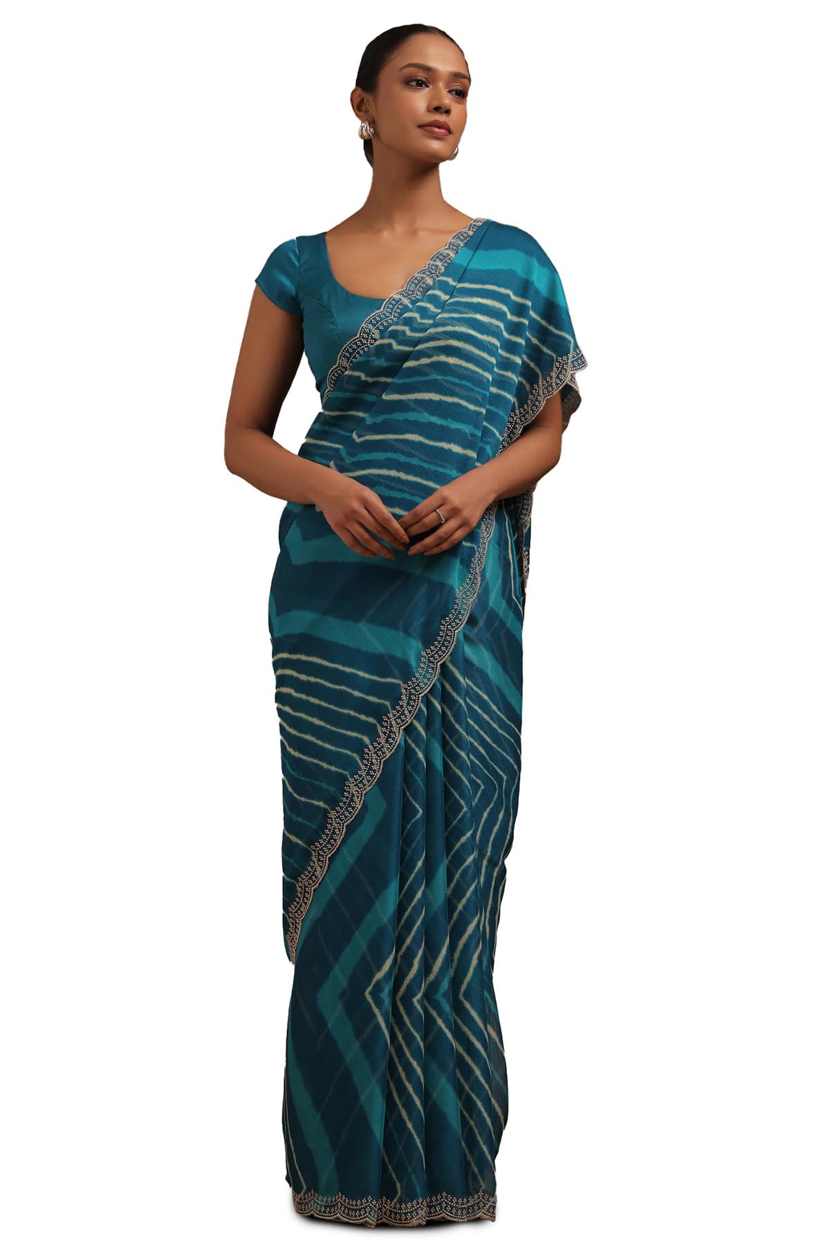 Soch Women Georgette Leheriya Print Saree with Thread Work