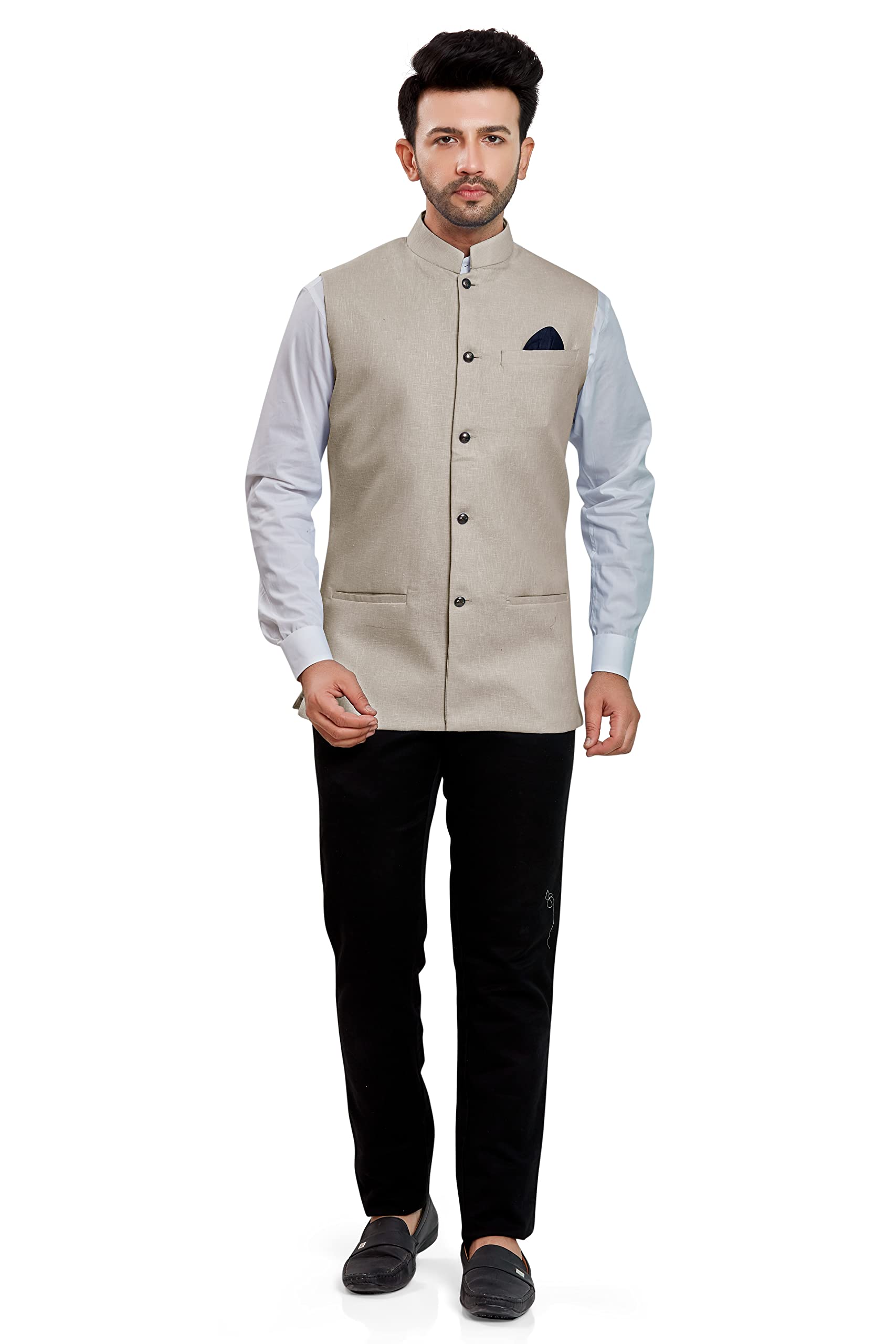 BE ACTIVE Mens Linen Blend Nehru Jacket With Mandarin Collar || Ethnic Koti For Men || Men Koti Formal|| Men Koti Wedding (RFKT