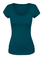 Emmalise Women's Short Sleeve Tshirt Scoop Neck Tee Shirt (Small, Deep Jungle)