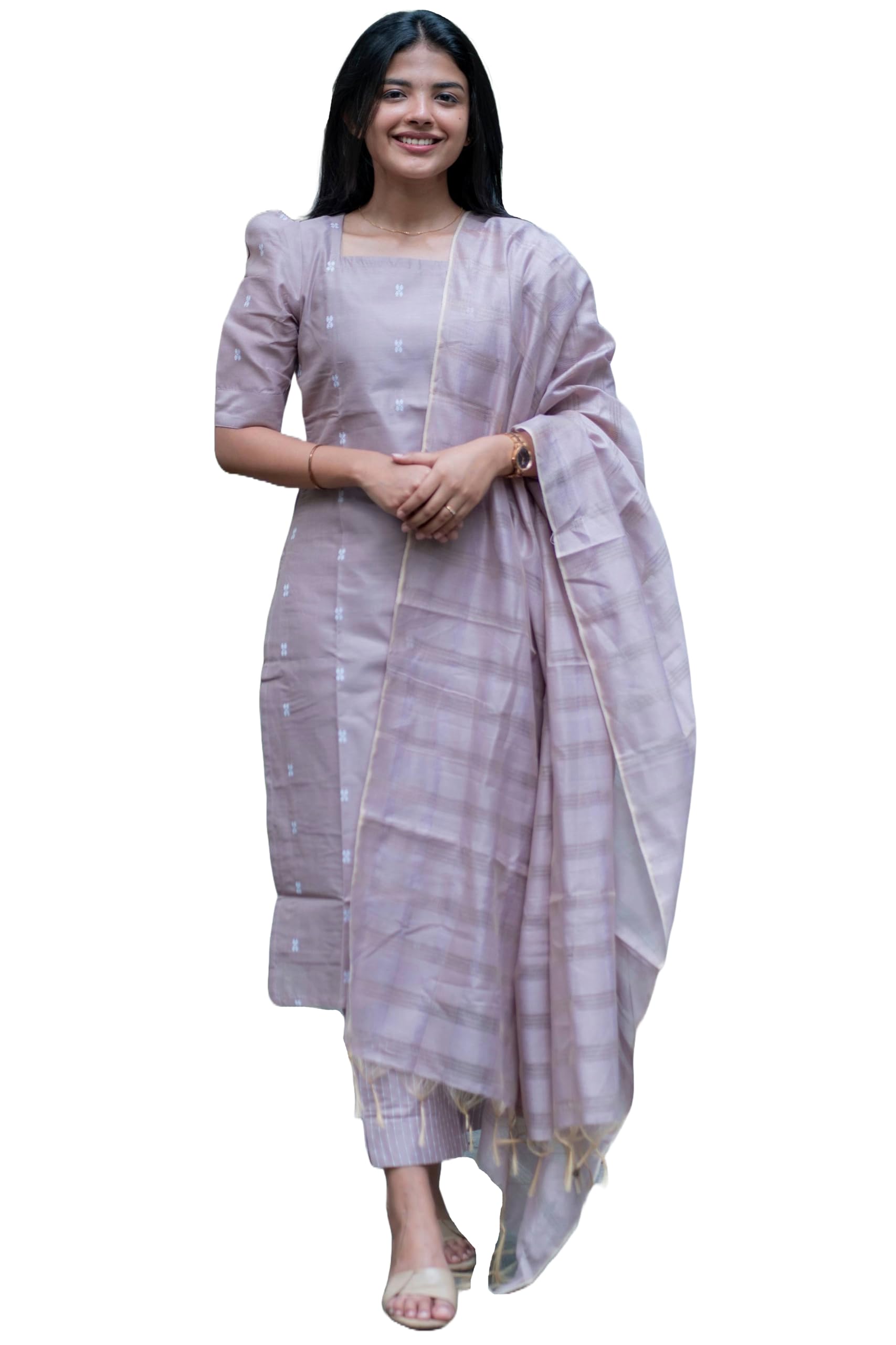 ANNI DESIGNER Womens Rayon Viscose Printed Straight Kurta with Pant & Dupatta (Mithipuri Purple_M_Purple_Medium)