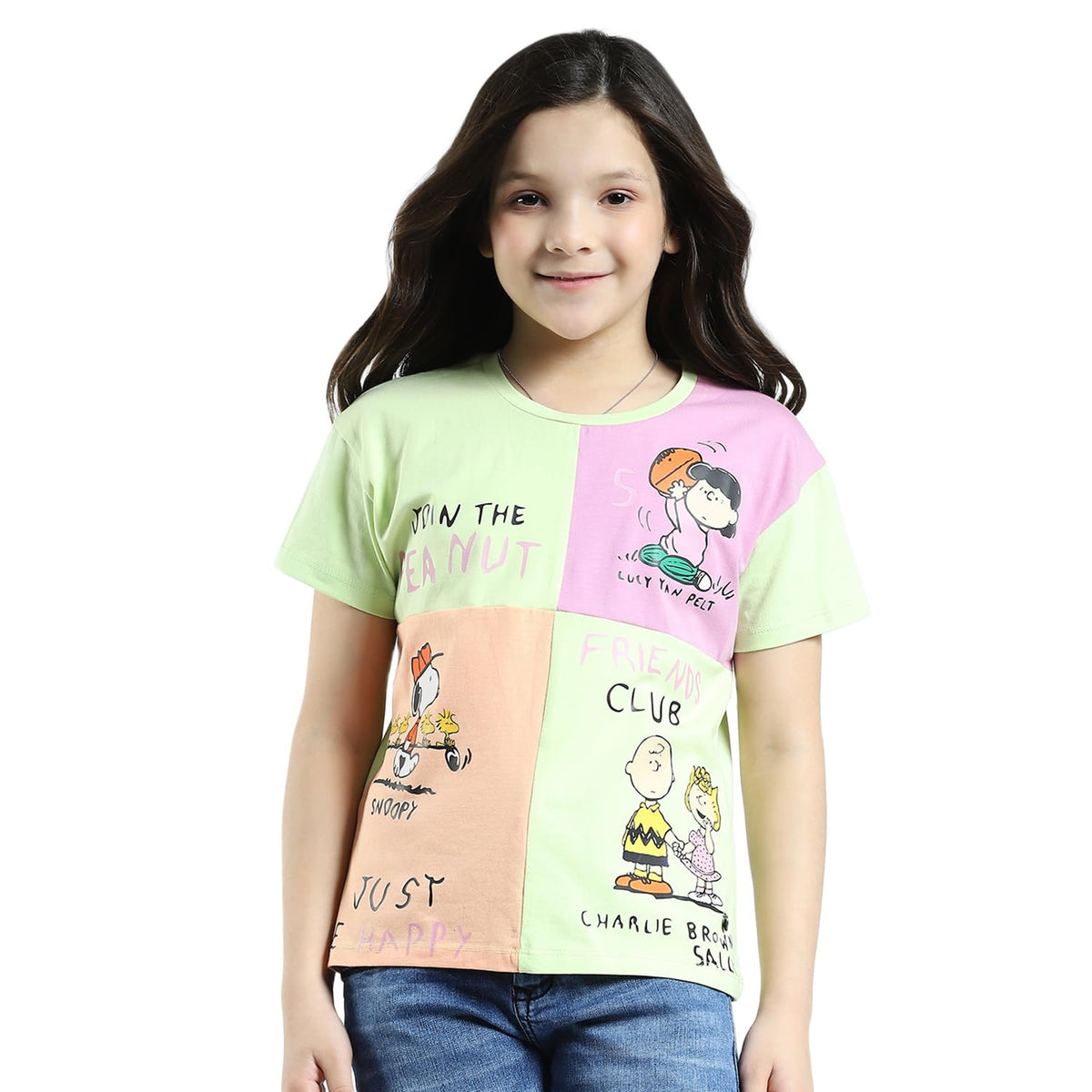 Monte Carlo Girls Printed Round Neck Top | Half Sleeve | Regular Fit | Stylish & Comfortable Cotton Casual TShirt For Girls Lig 13-14