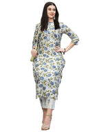 ANNI DESIGNER Womens Cotton Blend Straight Printed Kurta with Pant (Dafiya Green_M_Green_Medium)